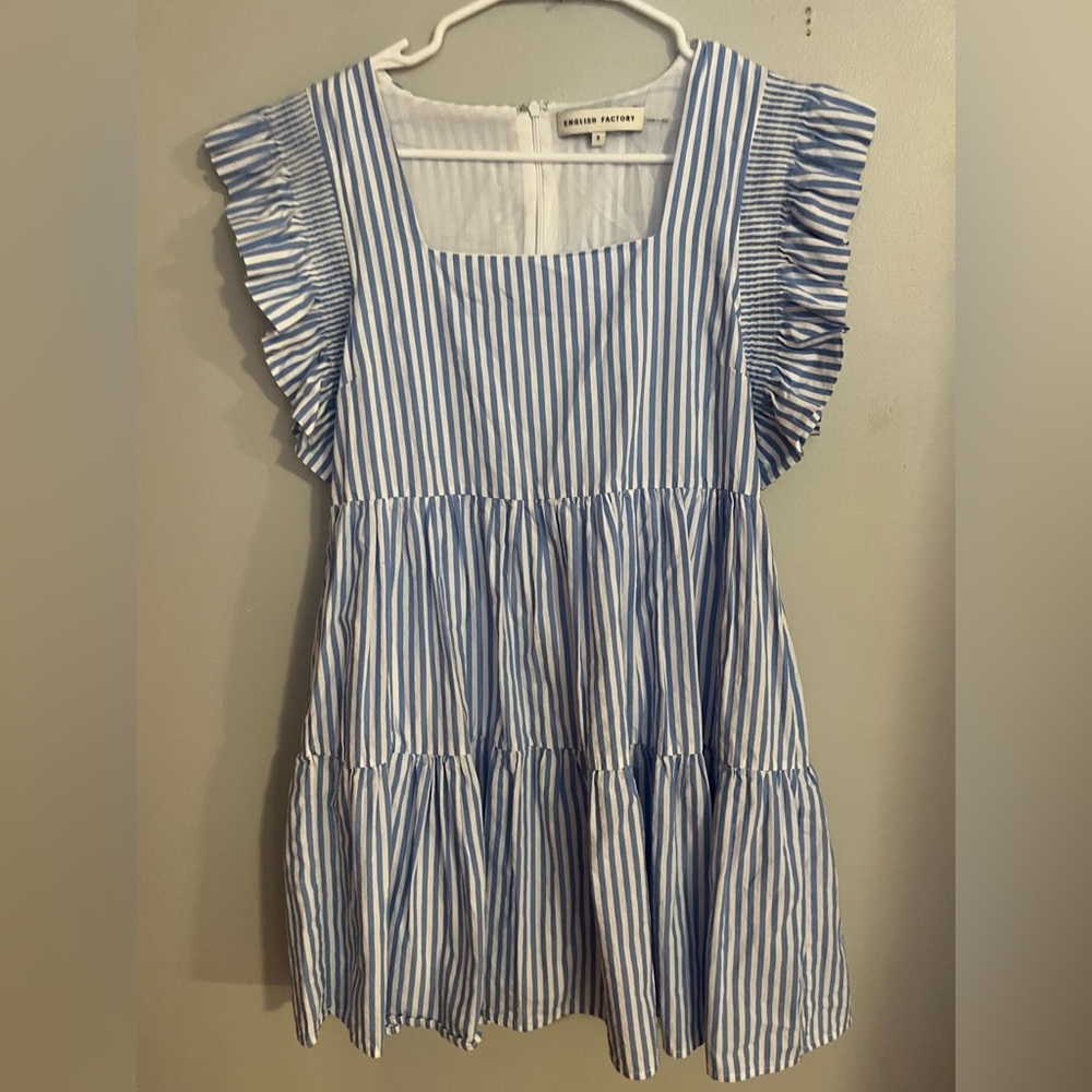 English‎ Factory Striped Ruffle Sleeve Dress